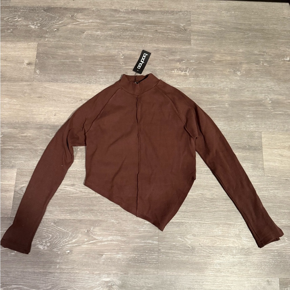Boohoo Brown Asymmetrical Top